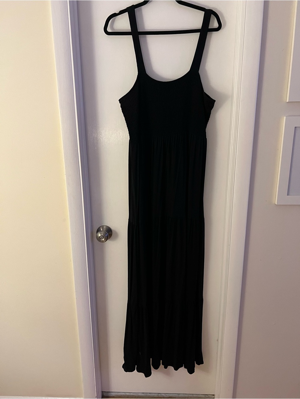 Black Maxi Dress with Smocked Bodice